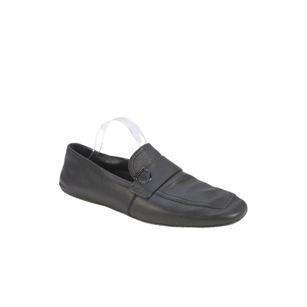Ferragamo Mens Slip On Round Toe Leather Loafers Black Size 10.5 EE